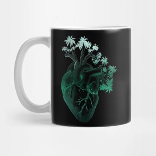 Jade Colored Anatomically Correct Human Heart - Palm Trees Mug